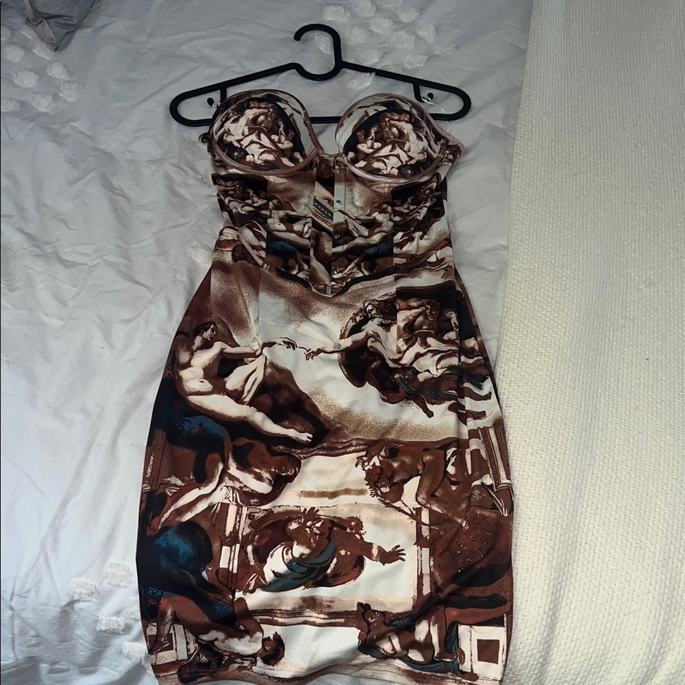 Fashion Nova Artistic Brown Strapless Dress
